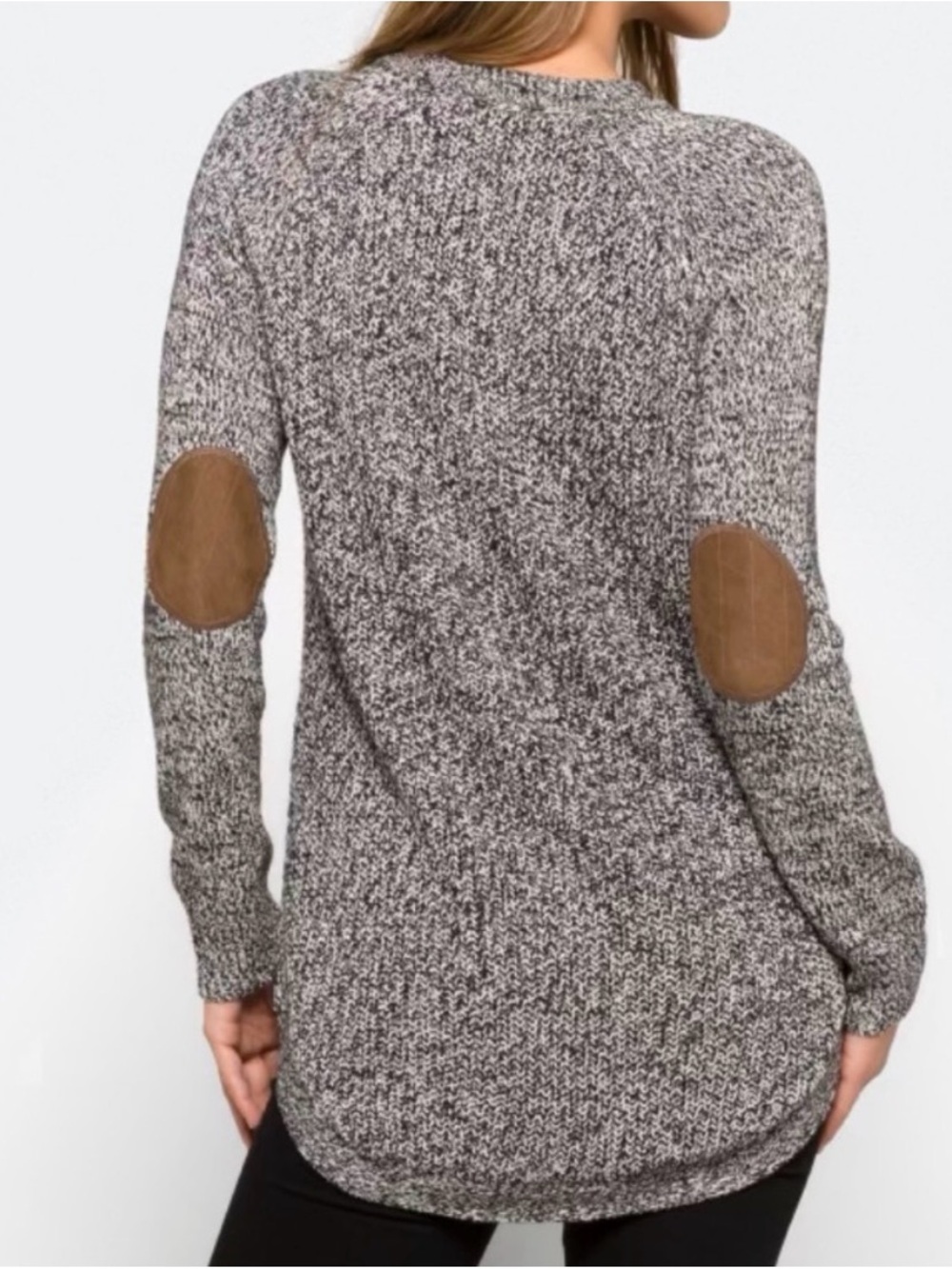 RD Style Black & White Marled Crewneck Sweater